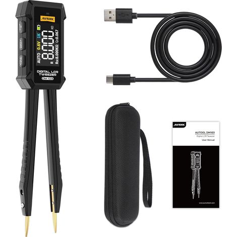 DM103 LCR Meter,pince de mesure LCR 10 kHz, Testeur SMD Intelligent, tri Automatique et Comparaison, Résistance, Inductance, Diode, Testeur de Condensateurs, Mesure la Tension et la Continuité (1/5)