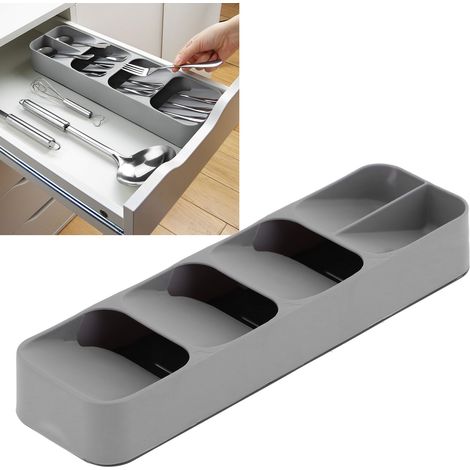 Boîte de rangement pour couverts, cuillères, séparateur et organiseur de couverts, tiroir à couverts (1/5)