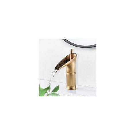 G3/8，Robinet Salle de Bain Cascade Rétro Laiton, Robinet Lavabo Cascade, Antique Mitigeur Salle de Bain, Robinet Lave Main Eau Chaude et Froide, Robinetterie