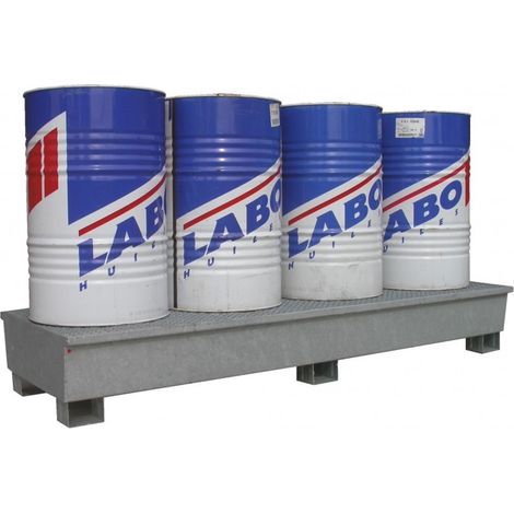 PROVOST - Bac de rétention galvanisé pour fûts - Acier, 215 litres, dimensions 122 x 80 x 33 cm