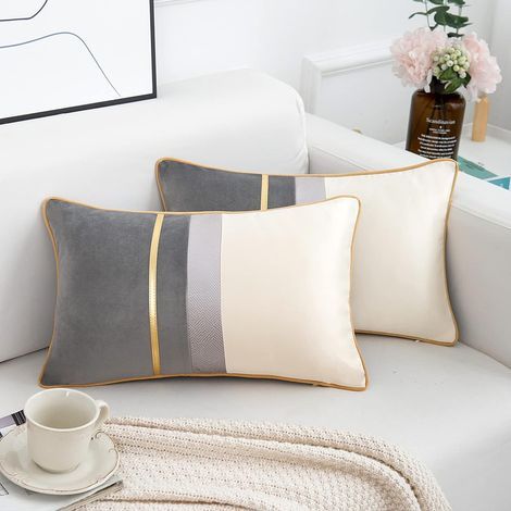 Housses de Coussin Rectangle Taies d'oreiller Longues et Solides Décoratives 30x50cm Gris (1/5)