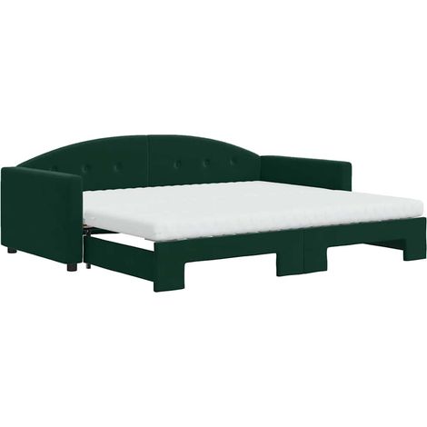 Maison Exclusive - Divano Letto Estraibile Materassi Verde Scuro 90x200 Velluto