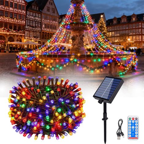 Guirlande Solaire Exterieur, Guirlande Lumineuse Exterieure Solaire 30M 300 LED, Blanc Chaud, Étanche 8 Modes Guirlande Lumineuse Exterieure Pour Jardin, Terrasse, Mariage, Maison Fê (1/5)