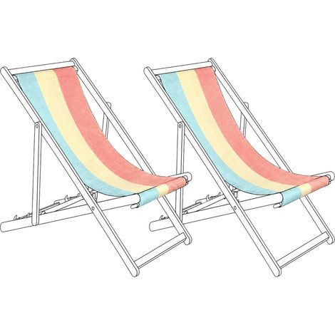 Lot de 2 Toiles de Remplacement pour Chaises Longues en Polyester Motif Rayé Multicolore Anzio / Avellino (1/5)