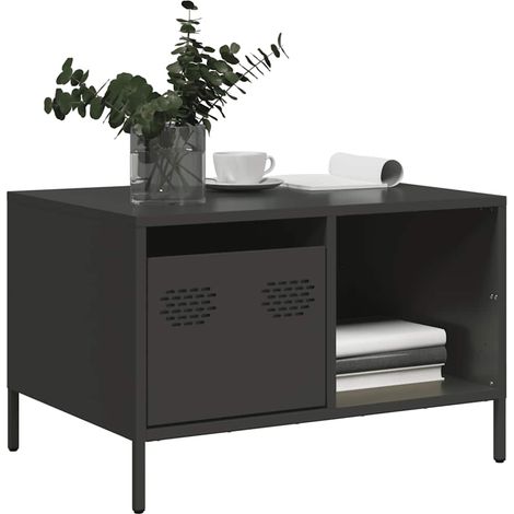 Couchtisch Schwarz 68,5x50x43,5 cm Kaltgewalzter Stahl