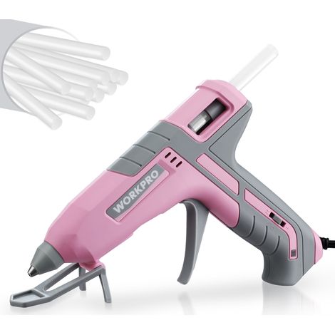 Workpro – Pistolet à colle chaude 60W/100W – Temps de chauffe 90s – 10 bâtons de colle 11x200mm – Pour bois dur et teck – Gâchette avec contrôle de débit (1/5)