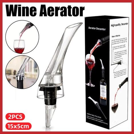 Set aus 2 tragbaren Weinkaraffen mit Belüfter und Ausgießer, ideal für Partys und Reisen. (1/5)