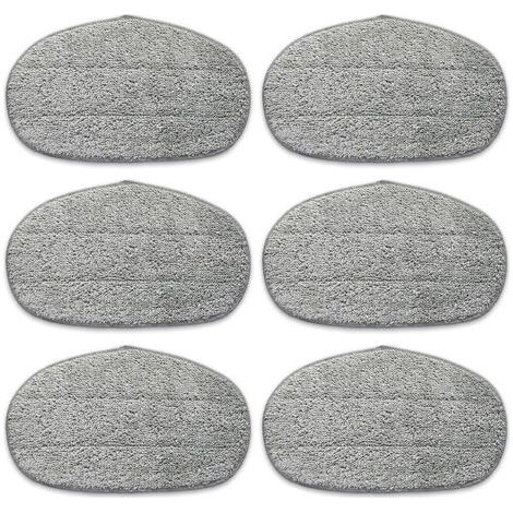 6 tampons pour housse de vadrouille Leifheit CleanTenso pour nettoyage en profondeur des pores, vadrouille à vapeur avec dessous velcro, gris (1/4)