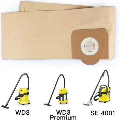 Bolsa de aspiradora vertical de 5 uds para Karcher WD3, WD 3 Premium, WD3200, WD3500P, A2204, A2204, A2534, SE4001, KAR69591300 (1/3)