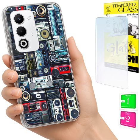 Custodia per Oppo A5 5G, cover posteriore con vetro temperato 9H. (1/5)