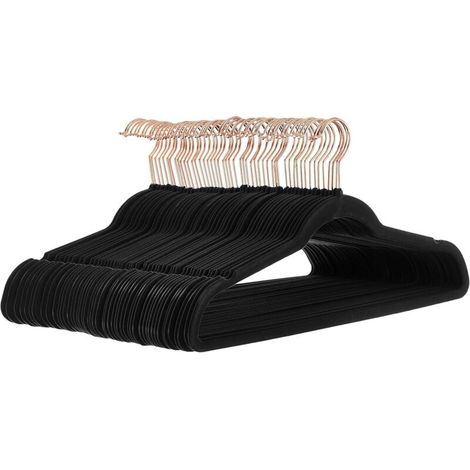 Cintres en velours pour costumes, Lot de 50, noir/doré