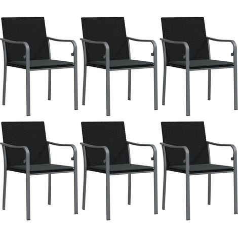 Maison Exclusive - Sedie da Giardino con Cuscini 6pz Neri 56x59x84cm in Polyrattan