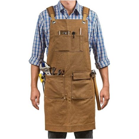 Vente directe d'usine Tablier en toile transfrontalier Amazon Pantalon à poches multiples Tablier fonctionnel Vêtements de travail pour menuisier et électricien Imprimé avec logo (Camel) (1/5)