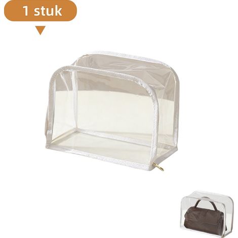 1 sac de rangement - Housse de protection - EVA visible, grande capacité - Imperméable et anti-poussière - Design simple et élégant - 27,5 x 12,5 x 20 cm - Bordure blanche transparente (1/5)