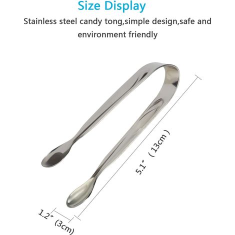 Lot de 6 bâtonnets à glaçons, pince à sucre multifonctionnelle en acier inoxydable de 11 cm, idéale pour les bars à bonbons, les mariages, la cuisine et les fêtes d'anniversaire. (1/4)