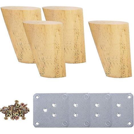 lot De 4 Pieds- 6cm Pour Meubles En Bois Inclin Pieds De Table Avec Plaques De Montage Et Vis (1/5)