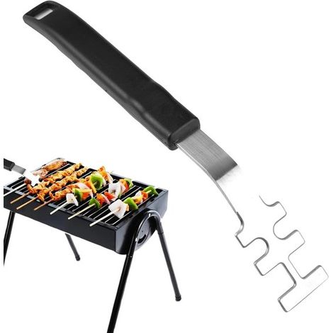 Elevador de parrilla con mango resistente calor, barbacoa resistente fuego, elevador extendido parrillas hierro fundido acero inoxidable, 27 cm (1/5)