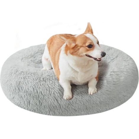 Ecleanfy - Panier pour grands chiens, rond gris 70 cm, panier confortable et doux avec fond antidérapant (1/5)