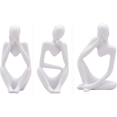 Abstrakte Skulptur-Yoga-Figur Weiß 2-teiliges Set Einzigartige nordische Wohndekoration (1/5)