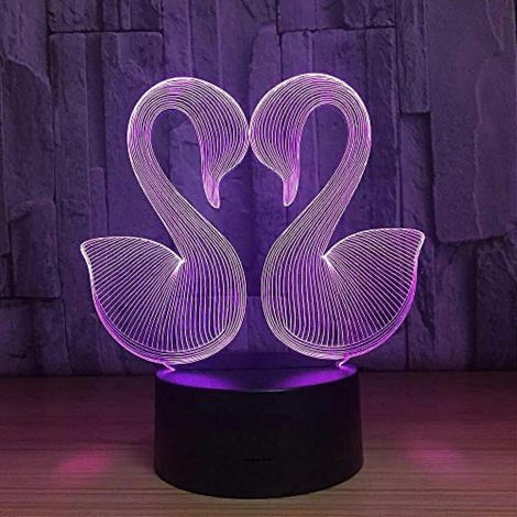 Qinwei 3D-Illusionslampe, LED-Nachtlicht in Schwanenform, Tierspielzeug für verliebte Paare (1/5)
