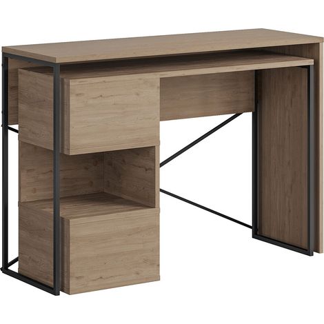Scrivania modulare in legno "Badau" - 110 x 102 x 77 cm - Marrone