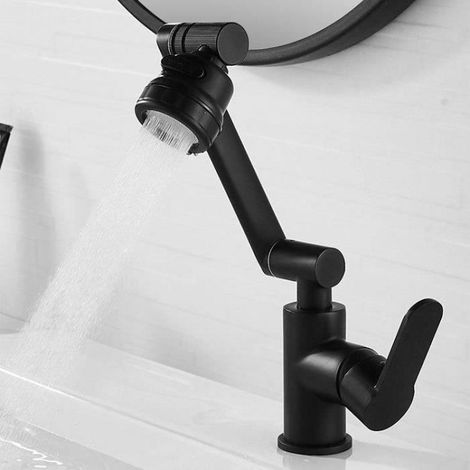 (Schwarze) Küchenarmatur, Armatur mit Brause, 1080°-Waschtischarmatur, 4 Wasserauslaufmodi, 360° flexible Spültischarmatur (1/4)