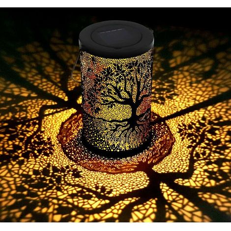 Farol solar de exterior para jardín, lámpara solar decorativa para exterior, colgante/ubicable, resistente al agua IP44, para balcón y jardín (árbol) [Clase energética A+] (1/4)