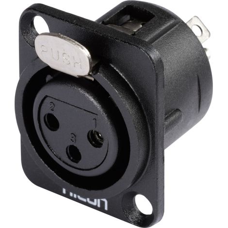 Hicon HI-X3DF-M XLR-Steckverbinder Flanschbuchse, Kontakte gerade Polzahl: 3 Schwarz 1 St.