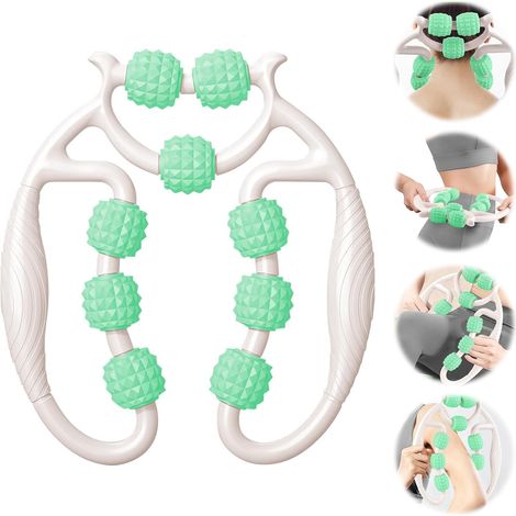 Rouleau de Massage Musculaire des Jambes, Rouleau de Massage Anti-Cellulite 360 °, Rouleaus de Massages des Jambes, Rouleaus de Massages 360, Soulage la Fatigue (Blanc+Vert) (1/5)