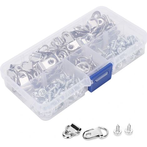 /EA/80pcs Kit di ganci a D per quadri in ferro, ganci singoli a vite per appendere quadri (1/2)