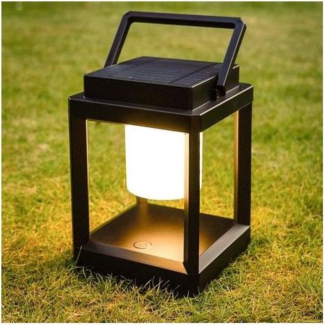 Lampe de Table LED Rechargeable Solaire, Lanterne Solaire Extérieur,3 Niveaux de Luminosité Contrôle Tactile Lampes de Chevet étanche (1/5)