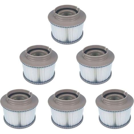Pack 6 filtres de remplacement MSPA FD2089, cartouches 120 plis pour piscines gonflables (8,6 x 11,5 cm) (1/5)