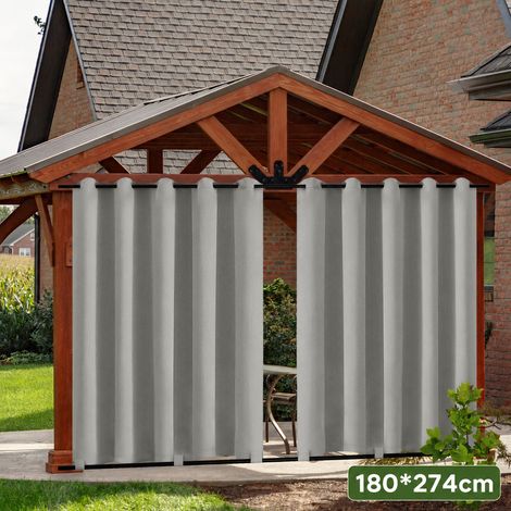 ROSNEK WindGuard Rideau extérieur extra-large imperméable coupe-vent à œillets 180 x 274 cm Gris clair 1 panneau