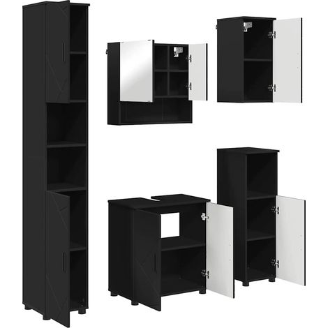 Juego de muebles de baño 5 uds. Negro 61 x 35 x 64 cm vidaXL (1/5)