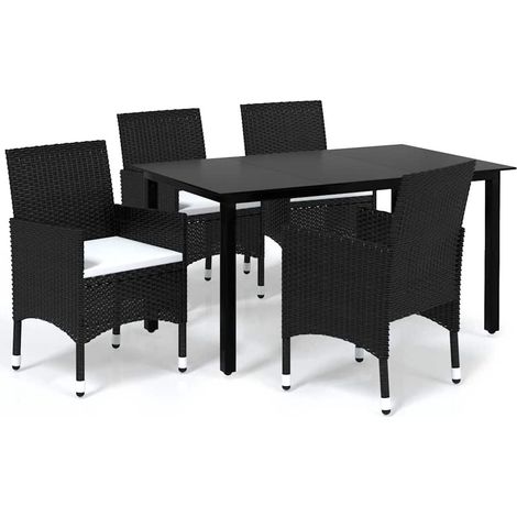 Maison Exclusive - Set da Pranzo da Giardino 5 pz con Cuscini in Polyrattan Nero (1/5)