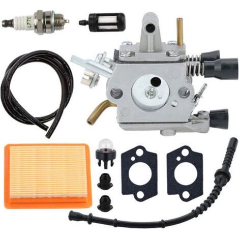Carburateur pour STIHL FS120 FS200 FS250 FS300 FS350 FR350 Débroussailleuse, FS 250 Pièces de Rechange Carbu Kit avec Filtre à Air, Joint, Bougie, Pompe Amorcage (1/4)