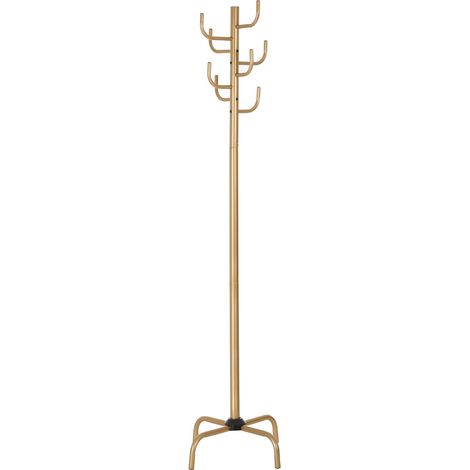 Idimex – Porte-manteau en métal laqué or – 8 crochets – Dimensions 177 x 49 x 49 cm – Charge maximale 20 kg – Design vertical pour petits espaces