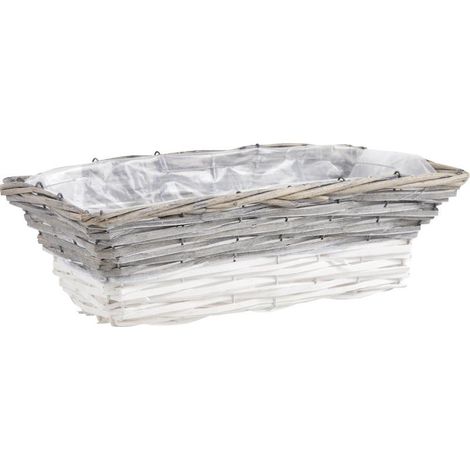 Jardinière Osier Blanc et Gris 38 cm (1/2)