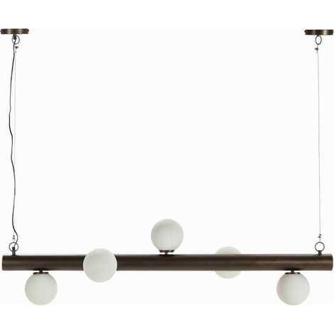 Suspension linéaire en verre et métal bronze - bronze vieilli et blanc (1/3)