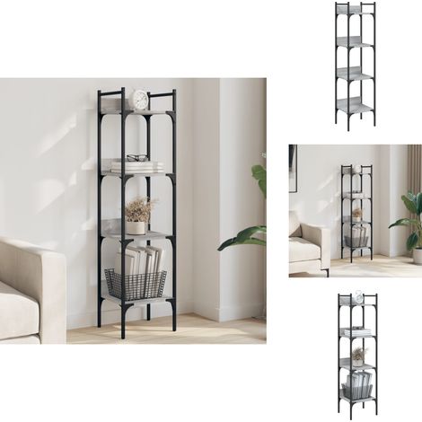 Bücherregal 4 Böden Grau Sonoma 35x30x138,5 cm Holzwerkstoff - BucheRegal - Bücherregal Grau - Holzregal - Regal Grau - Wohnzimmerregal (1/5)