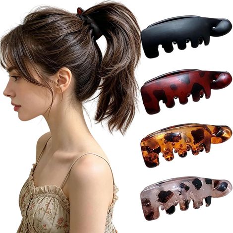 Fermagli per capelli a banana piccoli da donna, confezione da 4, stile vintage opaco, presa forte, antiscivolo, ideali per code di cavallo alte, accessori per acconciature per capelli spessi e sottili (1/5)