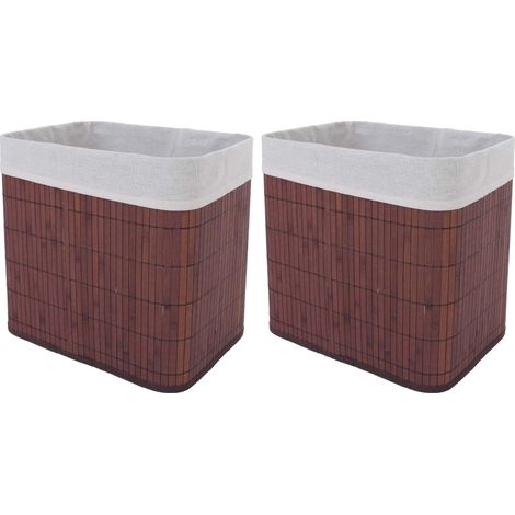 [JAMAIS UTILISÉ] Lot de 2 boîtes de rangement HHG-222, bambou, brun (1/5)
