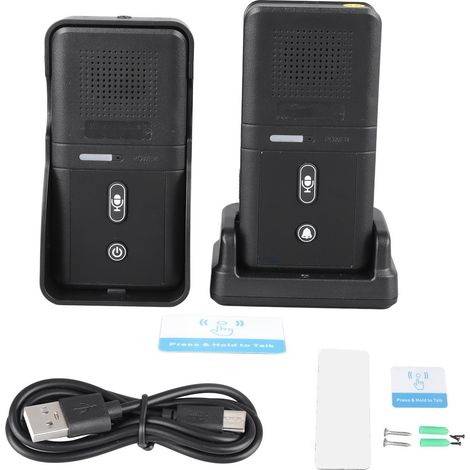 Sonnette sans fil avec interphone électronique bidirectionnel, voix claire, pour maison et salle de classe. (1/5)