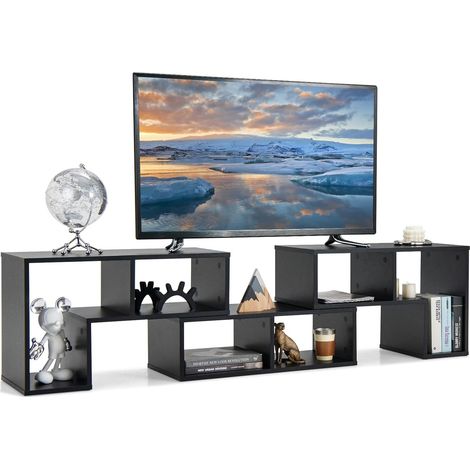 GOPLUS Meuble TV Console 3 pièces pour téléviseurs, 134x30x43cm,Style Moderne,Conception à Combinaison Libre,Noir (1/5)