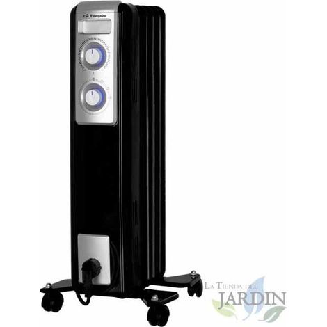 Termoventilatore ad olio con 5 elementi riscaldanti ad alta inerzia termica. Due potenze di riscaldamento: 500 W-1000 W. Termost