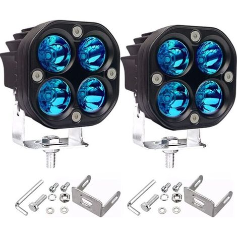 3" LED Spotlight Running Lights 40W Étanche Carré Phare Antibrouillards pour Voiture Moto SUV Camion 2Pcs,Blue Light (1/5)