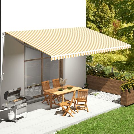 Tela de repuesto para toldo amarillo y blanco 580x345 cm poliéster vidaXL