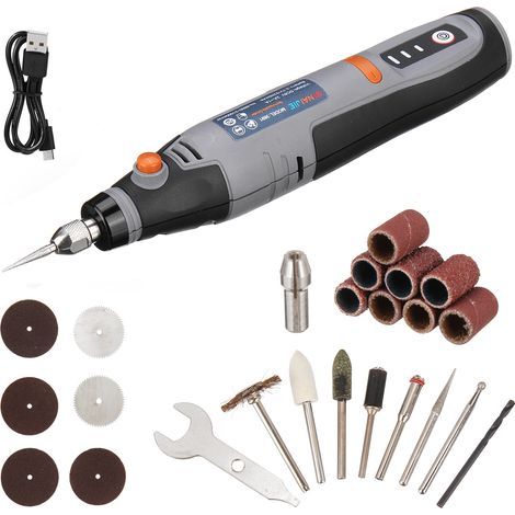 Mini-Akku-Rotationswerkzeug-Sets, 3 Geschwindigkeiten und USB-Ladefunktion, mit 22 Zubehörteilen, 3,7-V-Multifunktions-Rotationswerkzeug. (1/5)