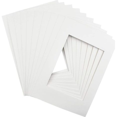 Lot de 10 cadres photo en papier - Format A4 - Blanc - Passe-partout - Sans acide - Sur mesure - Pour cadre photo, poster, photo peinte (1/5)
