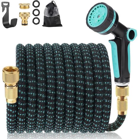 Tuyau d’Arrosage, Extensible 30m Tuyau Arrosage Flexible avec 10 Modes de Pulvérisation, Adaptateurs 1/2" et 3/4", Garden Hose pour Jardin Nettoyage Voiture (1/5)